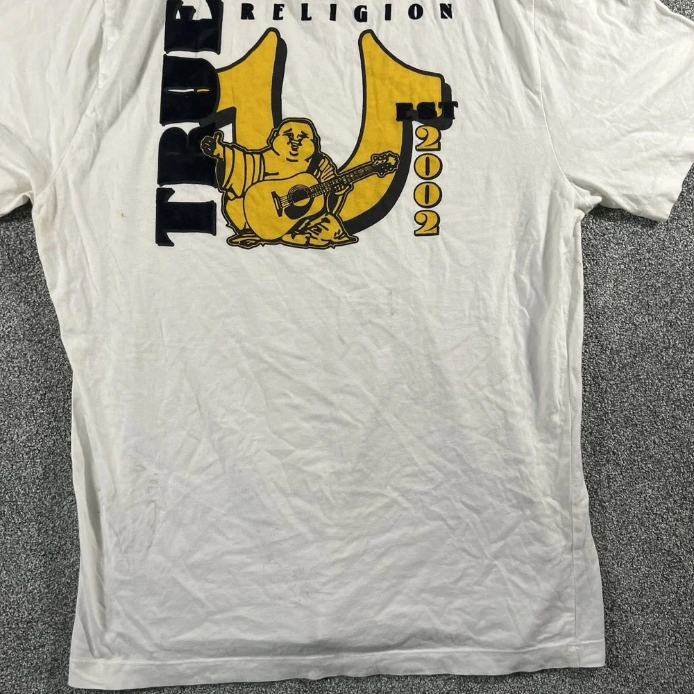 True Religion Buddha Graphic T Shirt White Men's XL Short Sleeve Cotton